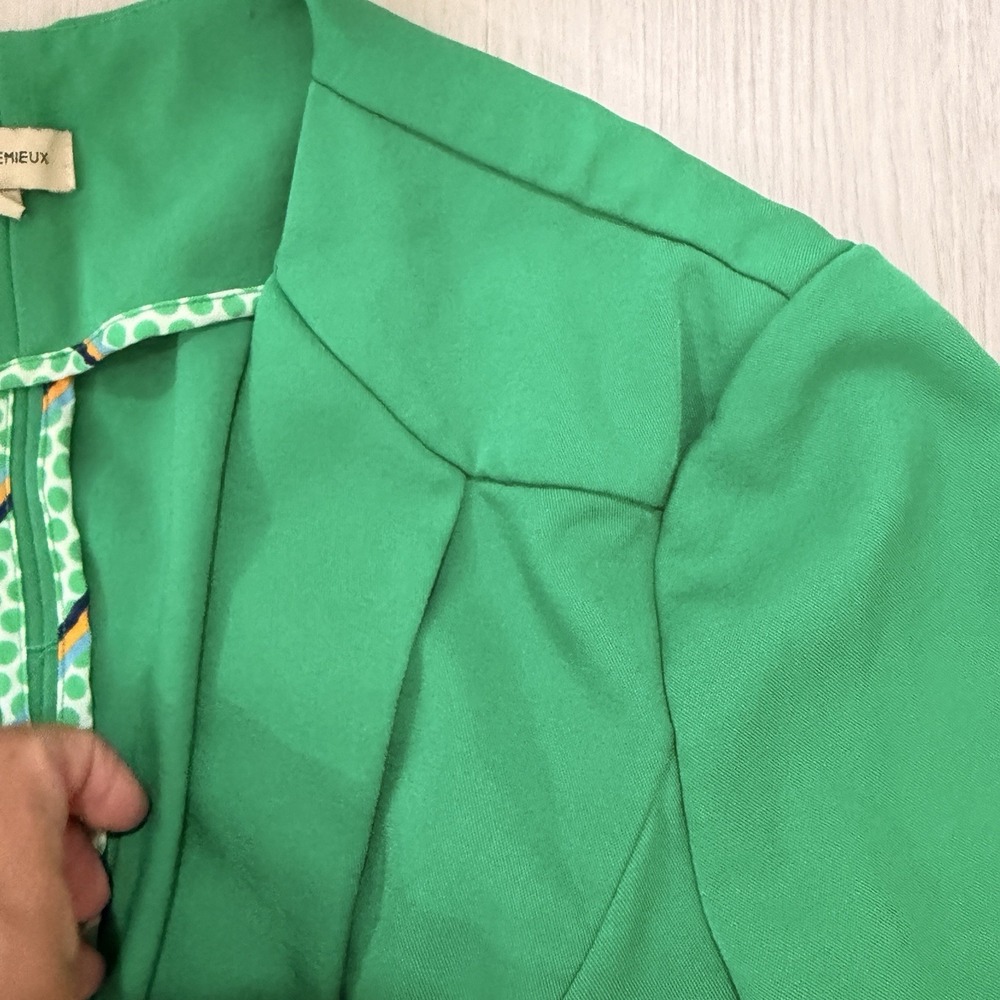 Cremieux Womens Size 10 Green Open Front Blazer 3/4 Sleeve Career Preppy - Picture 3 of 5